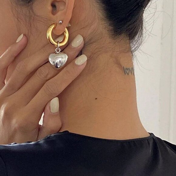 Jewelry - Multicolor Casual Women's Heart Charm & Hoop Earrings
